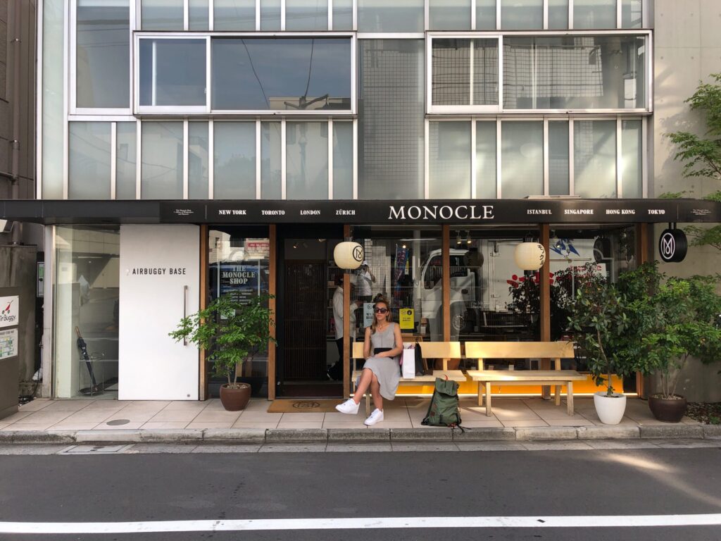 A typical street scene in Tokyo at the Monocle Magazine shop